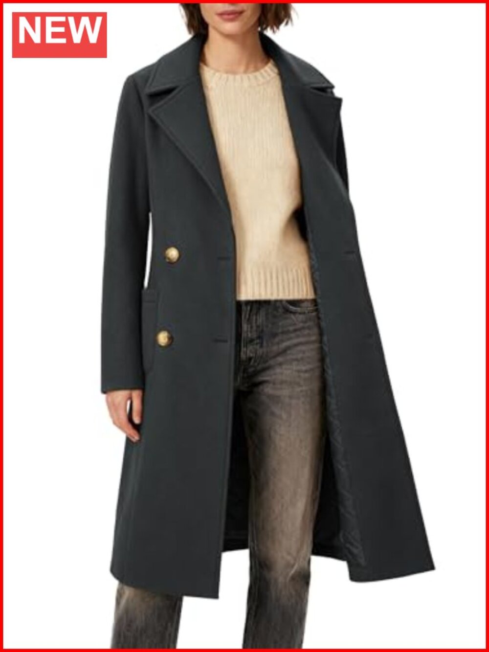 Women's Winter Double Breasted Long Overcoat Classic Trench Coat